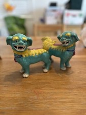 Antique FAMILLE VERTE C20th Republic PERIOD Porcelain Kylin Figurines