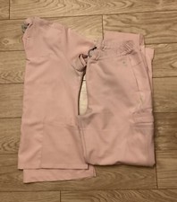 Zesti Ladies Medical Scrubs Size UK L Tall Trousers & Tunic Top Set Light Pink