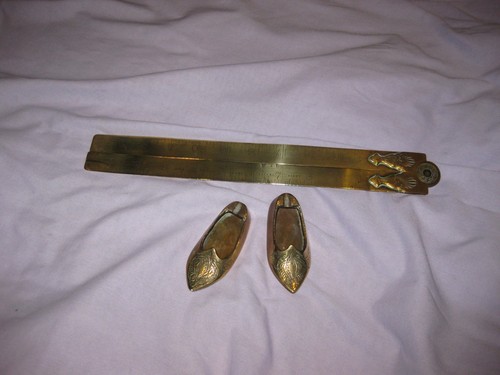 Vintage brass ruler - and, shoes