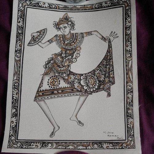 Bali temple dancer painting - bali,