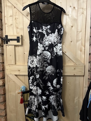 Black floral sleeveless dress - black,