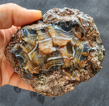 16.79 oz (475 gr) Unopened Geode, Banded Agate Stone, Uncut Thunder egg