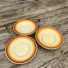 3 x  c1930's Hand Painted Clarice Cliff Saucer BANDED Vintage Art Deco - Stamped