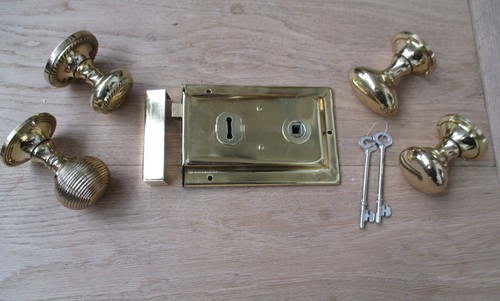 Door lock rim knob brass - &,