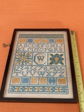 Antique Sampler Undated Early 20th? ,Label And Inscription To Back