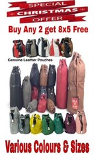 LEATHER DRAWSTRING WRIST POUCH