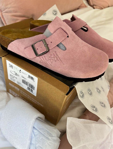 Birkenstock boston pink suede - pink,