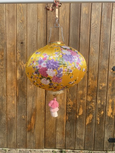 Yellow floral chinese - floral, lantern