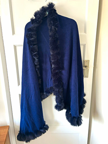 Women navy knit shawl wrap - women's,