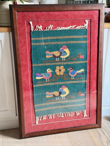 Handwoven zapotec bird rug - handwoven,