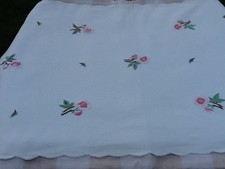 Vintage Brushed Cotton Flannelette Pink Roses Fabric Piece Doll's Bedlinen?
