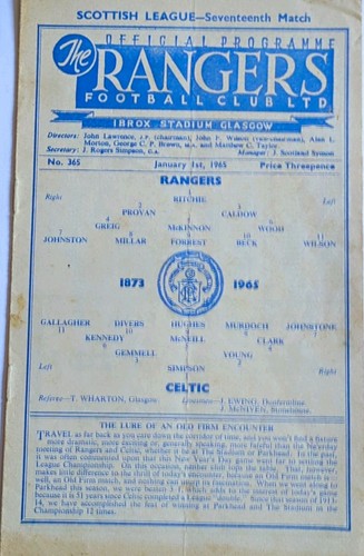 1965 rangers celtic - rangers, v