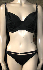 DEBENHAMS GEORGEOUS BIKINI Black 2 Piece Top Bra 34G 70E BRIEF Pants 10 S M vgc