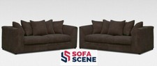 Sofa Jumbo Cord Fabric 3 seater + 3 Seater  Luxor Chicago Grey black brown cream