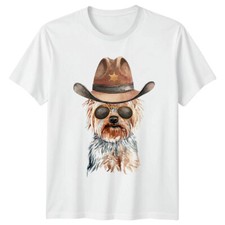 Yorkshire Terrier Cowboy Sheriff Mens T-Shirt Dog Breed Graphic Tee