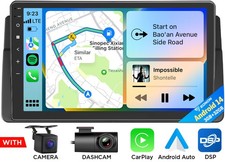 CAM+DVR+Eonon 9" Android 14 GPS Sat Nav Car Radio Stereo CarPlay DSP For BMW E46