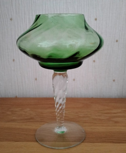 Vintage green glass bon bon