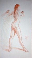 Original Female  red Crayon on
