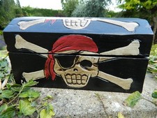 Pirate Chest Treasure Chest Wooden Storage Box - Medium In Black