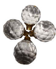 Large Crystal Cut Glass Door Knobs Glass & Brass Dia 19cm 1.3kg Set of 4 Antique