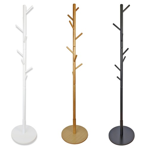 Wooden coat stand round base - wooden,