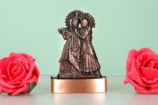 Radha Krishna Statue Murti Car Copper Metal Small Radha Krishan Love Idol Hindu