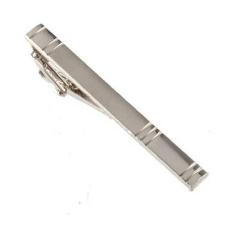 Silver tone metal tie clip - silver,