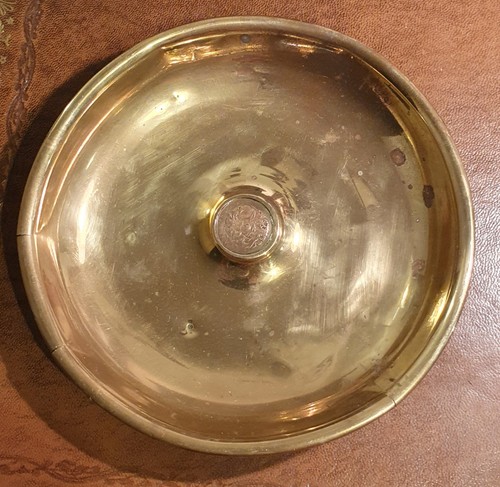 Antique brass shallow bowl - antique,