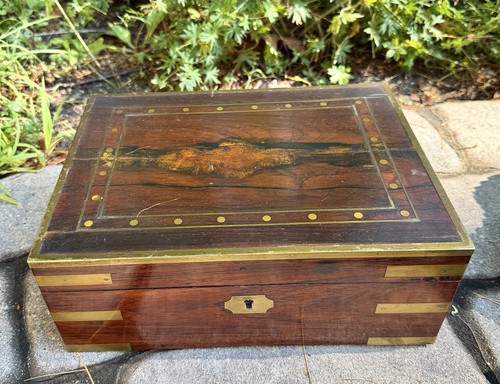 Antique brass bound wood - brass,