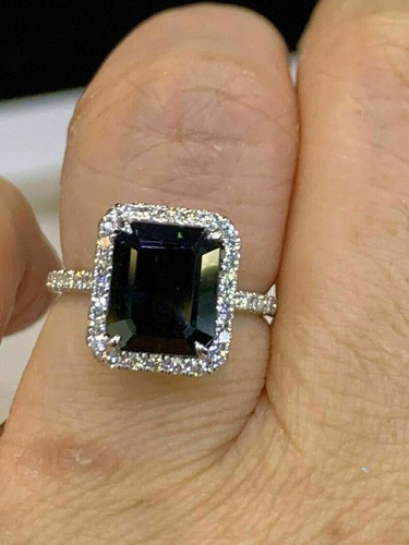 3ct emerald cut black diamond - cut,