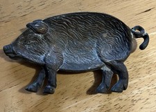 Vintage Brass Small Dish In The Shape Of A Pig 4 & 1/2 inches long.