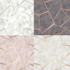 Fine Decor Fractal Geometric Marble Metallic Wallpaper Rose Gold Silver Charcoal