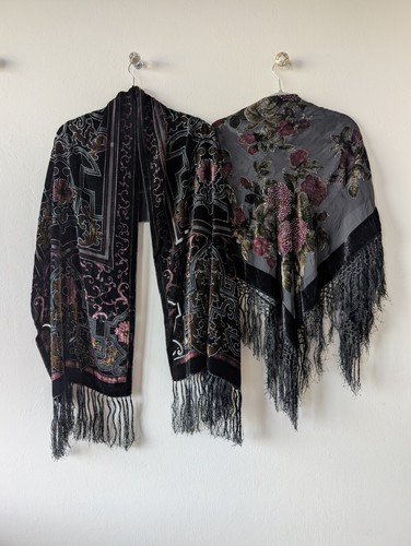 Vintage burnout black velvet - black,