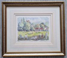 Angela Fielder Village Cricket Limited Edition Print 675/850 Framed Signed COA