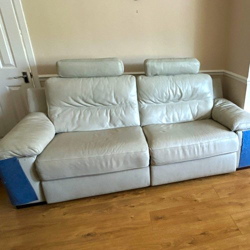 Grey leather seater sofa - 3,