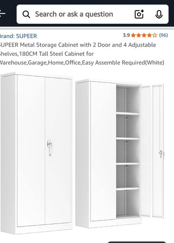 White steel storage cabinet - ,