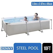 10 Feet Rectangular Large Frame Above Ground Swimming Pool - Grey