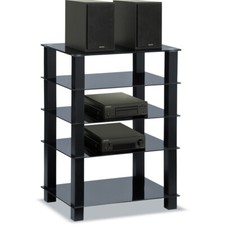 Centurion Supports TRINITY Gloss Black 5 Shelf Black Legs Flat Screen TV Stand