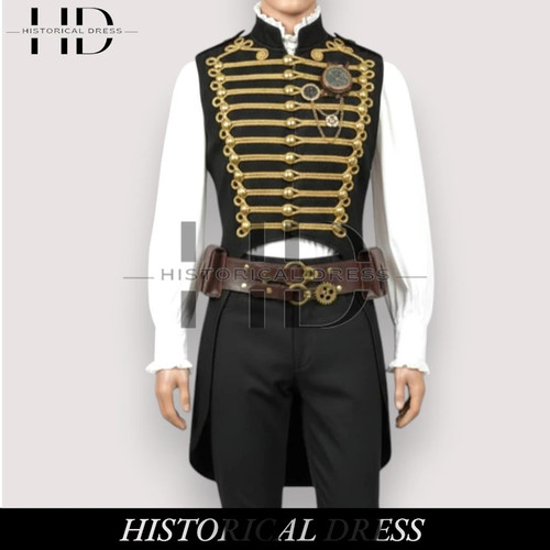 Men black hussar military - black,