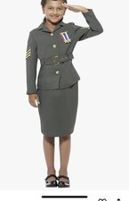 Smiffys WW2 Army Girl Costume, Khaki Green, M - 7-9 years