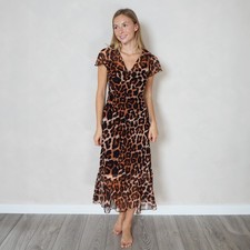 SIZE 6 TO 24 Ex M&S Animal Print Cap Sleeve V-Neck Dress