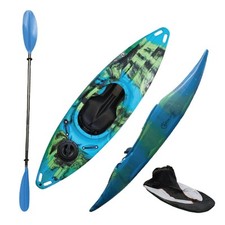 Riber Sit In White Water Tourer Kayak + Paddle & Spraydeck R1016-Blue/Green/BLK