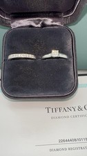 Tiffany 0.40ct Lucida Diamond Platinum Engagement + Half Eternity Wedding Ring