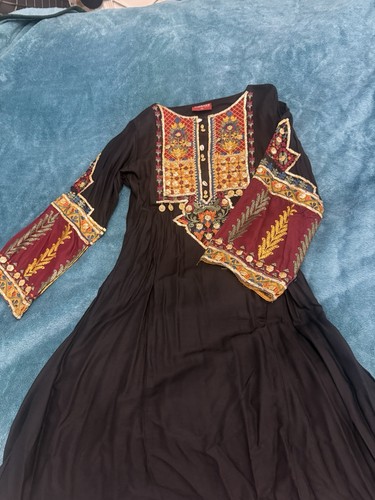 Black embroidered pakistani - black,