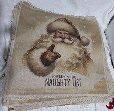 Printed Linen Panels x 4 ( 1 of each design)  18" x 19" - Christmas Time