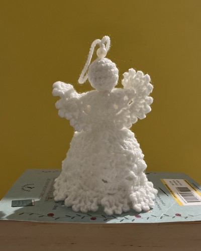 White crochet yarn angel - white,