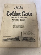 Bally - Golden Gate - Pin  Ball Machine operation instructions Parts Cataloge