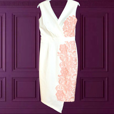 LITTLE MISTRESS SZ 10 WHITE CORAL DRESS WEDDING RACES PARTY BUSINESS CHRISTMAS