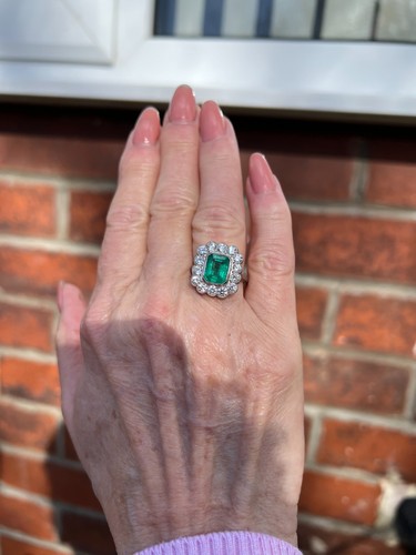 Emerald and diamond cluster - and,