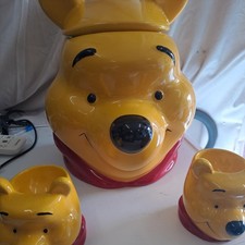 Disney Winnie The Pooh 3D Cookie Jar Biscuit Barrel & Pooh + Eeyore Egg Cups